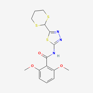 N-[5-(1,3-dithian-2-yl)-1,3,4-thiadiazol-2-yl]-2,6-dimethoxybenzamide