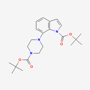 molecular formula C22H31N3O4 B8643622 tert-butyl 7-[4-[(2-methylpropan-2-yl)oxycarbonyl]piperazin-1-yl]indole-1-carboxylate 