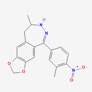 molecular formula C18H17N3O4 B8643767 (S)-(-)-8-Methyl-5-(3-methyl-4-nitrophenyl)-8,9-dihydro-7H-1,3-dioxolo[4,5-h][2,3]benzodiazepine 