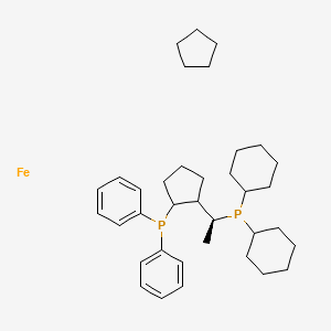 molecular formula C36H54FeP2 B8643820 cyclopentane dicyclohexyl[(1S)-1-[2-(diphenylphosphanyl)cyclopentyl]ethyl]phosphane iron 
