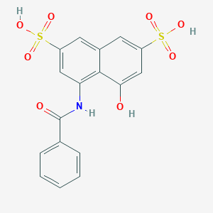 molecular formula C17H13NO8S2 B086444 2,7-Naphthalenedisulfonic acid, 4-(benzoylamino)-5-hydroxy- CAS No. 117-46-4