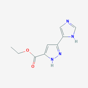 molecular formula C9H10N4O2 B8644422 Ethyl 3-(1H-imidazol-4-yl)-1H-pyrazole-5-carboxylate 