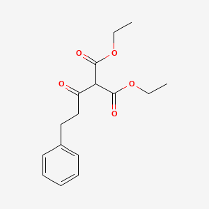 molecular formula C16H20O5 B8644825 Propanedioic acid, (1-oxo-3-phenylpropyl)-, diethyl ester CAS No. 62984-12-7