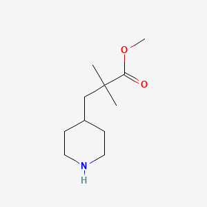 molecular formula C11H21NO2 B8644936 methyl 2,2-dimethyl-3-piperidin-4-ylpropanoate 