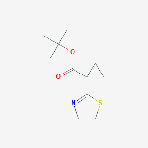 molecular formula C11H15NO2S B8645056 tert-butyl 1-(1,3-thiazol-2-yl)cyclopropane-1-carboxylate 
