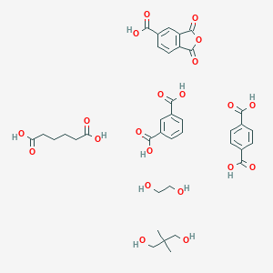 molecular formula C38H44O21 B008646 Benzene-1,3-dicarboxylic acid;2,2-dimethylpropane-1,3-diol;1,3-dioxo-2-benzofuran-5-carboxylic acid;ethane-1,2-diol;hexanedioic acid;terephthalic acid CAS No. 103470-94-6