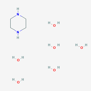 molecular formula C4H10N2.6H2O<br>C4H22N2O6 B086462 Piperazine hexahydrate CAS No. 142-63-2