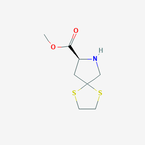 molecular formula C8H13NO2S2 B8646263 Methyl (8S)-1,4-dithia-7-azaspiro[4.4]nonane-8-carboxylate CAS No. 83507-83-9