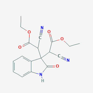 molecular formula C18H17N3O5 B086466 ethyl 2-cyano-2-[3-(1-cyano-2-ethoxy-2-oxoethyl)-2-oxo-1H-indol-3-yl]acetate CAS No. 14003-17-9