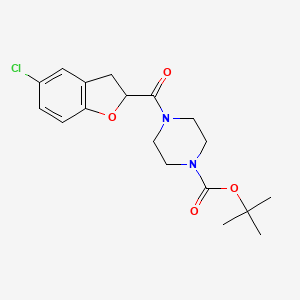 molecular formula C18H23ClN2O4 B8646925 Tert-butyl 4-[(5-chloro-2,3-dihydro-1-benzofuran-2-yl)carbonyl]piperazine-1-carboxylate 