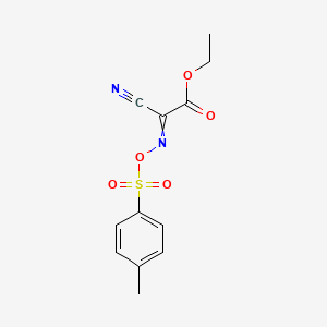 molecular formula C12H12N2O5S B8647182 Ethyl 2-cyano-2-(4-methylphenyl)sulfonyloxyiminoacetate CAS No. 40559-90-8