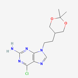 molecular formula C13H18ClN5O2 B8648050 9H-Purin-2-amine, 6-chloro-9-[2-(2,2-dimethyl-1,3-dioxan-5-yl)ethyl]- CAS No. 97845-59-5