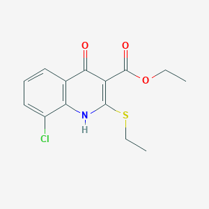 molecular formula C14H14ClNO3S B8648412 Ethyl 8-chloro-2-(ethylthio)-4-hydroxyquinoline-3-carboxylate CAS No. 861397-35-5