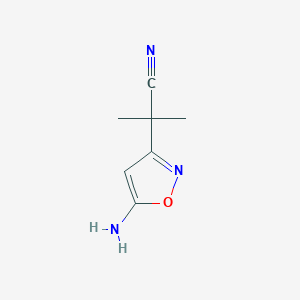 molecular formula C7H9N3O B8648997 2-(5-amino-1,2-oxazol-3-yl)-2-methylpropanenitrile 