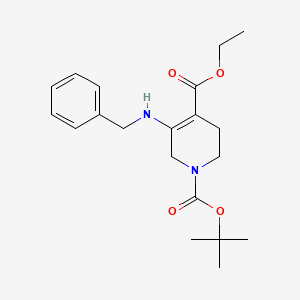 molecular formula C20H28N2O4 B8649085 5-Benzylamino-3,6-dihydro-2H-pyridine-1,4-dicarboxylic acid 1-tert-butyl ester 4-ethyl ester 