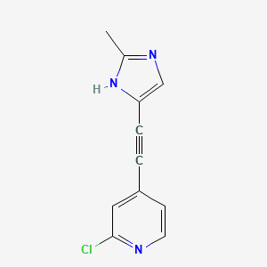 molecular formula C11H8ClN3 B8649509 2-Chloro-4-[(2-methyl-1H-imidazol-5-yl)ethynyl]pyridine CAS No. 802905-83-5