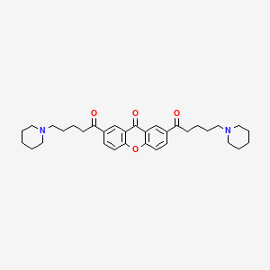 molecular formula C33H42N2O4 B8649558 9H-Xanthen-9-one, 2,7-bis(1-oxo-5-(piperidino)pentyl)- CAS No. 37972-07-9