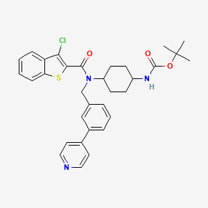 molecular formula C32H34ClN3O3S B8649616 Carbamic acid, N-[trans-4-[[(3-chlorobenzo[b]thien-2-yl)carbonyl][[3-(4-pyridinyl)phenyl]methyl]amino]cyclohexyl]-, 1,1-dimethylethyl ester 