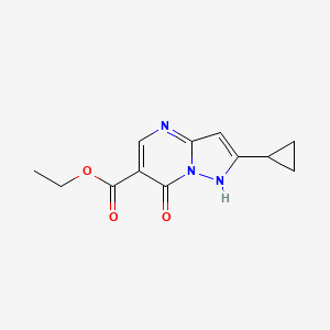 molecular formula C12H13N3O3 B8649650 2-Cyclopropyl-7-oxo-4,7-dihydro-pyrazolo[1,5-a]pyrimidine-6-carboxylic acid ethyl ester 