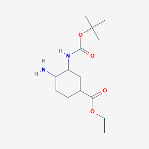 molecular formula C14H26N2O4 B8649741 (1S,3R,4R)-Ethyl 4-amino-3-((tert-butoxycarbonyl)amino)cyclohexanecarboxylate 