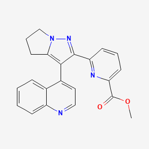 molecular formula C22H18N4O2 B8649754 Methyl 6-(3-(quinolin-4-yl)-5,6-dihydro-4H-pyrrolo[1,2-b]pyrazol-2-yl)picolinate 