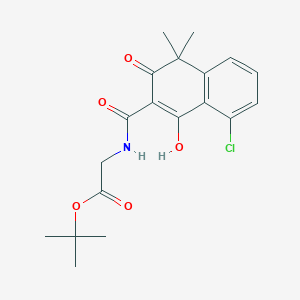 molecular formula C19H22ClNO5 B8649817 tert-Butyl N-((5-chloro-4-hydroxy-1,1-dimethyl-2-oxo-naphthalen-3-yl)carbonyl)glycinate 