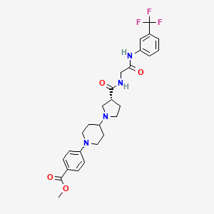 (R)-Methyl 4-(4-(3-((2-oxo-2-((3-(trifluoromethyl)phenyl)amino)ethyl)carbamoyl)pyrrolidin-1-yl)piperidin-1-yl)benzoate