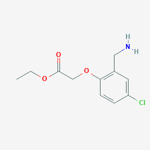 molecular formula C11H14ClNO3 B8650568 Ethyl 2-(2-(aminomethyl)-4-chlorophenoxy)acetate 