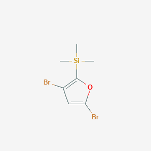 molecular formula C7H10Br2OSi B8650650 2,4-Dibromo-5-(trimethylsilyl)furan CAS No. 160084-09-3