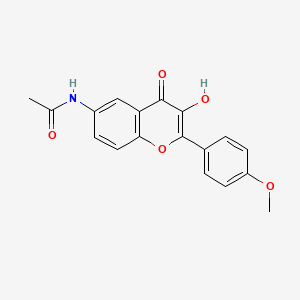 molecular formula C18H15NO5 B8650673 N-[3-hydroxy-2-(4-methoxyphenyl)-4-oxochromen-6-yl]acetamide 