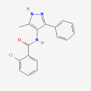 molecular formula C17H14ClN3O B8651678 2-chloro-N-(5-methyl-3-phenyl-1H-pyrazol-4-yl)benzamide CAS No. 824969-04-2