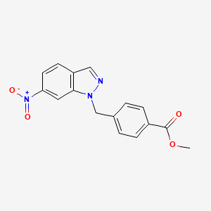molecular formula C16H13N3O4 B8651853 Methyl 4-(6-nitroindazol-1-yl)methylbenzoate 