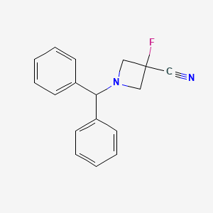 molecular formula C17H15FN2 B8652415 1-Benzhydryl-3-fluoroazetidine-3-carbonitrile 