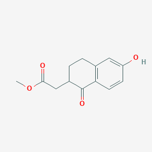 molecular formula C13H14O4 B8652419 methyl 2-(6-hydroxy-1-oxo-3,4-dihydro-2H-naphthalen-2-yl)acetate 
