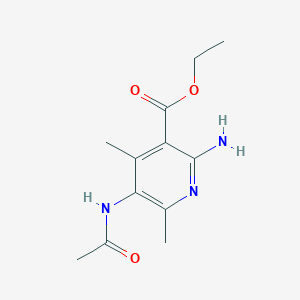 molecular formula C12H17N3O3 B8652429 ethyl 5-acetamido-2-amino-4,6-dimethylpyridine-3-carboxylate 
