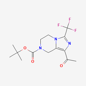 molecular formula C14H18F3N3O3 B8652446 1-acetyl-3-trifluoromethyl-5,6-dihydro-8H-imidazo[1,5-a]pyrazine-7-carboxylic acid tert-butyl ester 