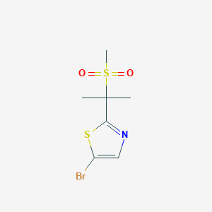 molecular formula C7H10BrNO2S2 B8652924 5-Bromo-2-[2-(methylsulfonyl)propan-2-yl]-1,3-thiazole 