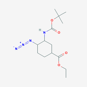 molecular formula C14H24N4O4 B8652994 Ethyl 4-azido-3-[(2-methylpropan-2-yl)oxycarbonylamino]cyclohexane-1-carboxylate 