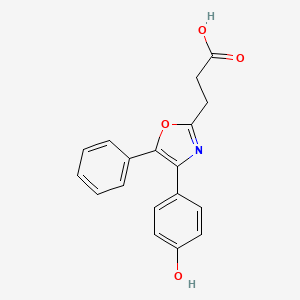molecular formula C18H15NO4 B8653009 4-(4-Hydroxyphenyl)-5-phenyl-2-oxazolepropanoic acid CAS No. 68192-19-8