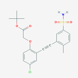 molecular formula C21H22ClNO5S B8653015 Tert-butyl(2-{[5-(aminosulfonyl)-2-methylphenyl]ethynyl}-4-chlorophenoxy)acetate 