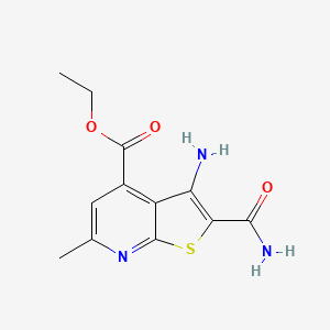 molecular formula C12H13N3O3S B8653031 ethyl 3-amino-2-carbamoyl-6-methylthieno[2,3-b]pyridine-4-carboxylate 