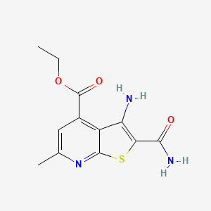 molecular formula C12H13N3O3S B8653031 3-Amino-2-carbamoyl-6-methyl-thieno[2,3-b]pyridine-4-carboxylic acid ethyl ester 