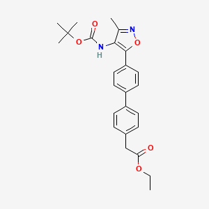 molecular formula C25H28N2O5 B8653069 Ethyl 2-(4'-(4-((tert-butoxycarbonyl)amino)-3-methylisoxazol-5-yl)-[1,1'-biphenyl]-4-yl)acetate 