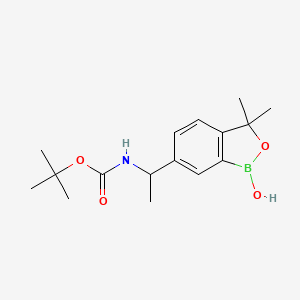 molecular formula C16H24BNO4 B8653400 Tert-butyl 1-(1-hydroxy-3,3-dimethyl-1,3-dihydrobenzo[c][1,2]oxaborol-6-yl)ethylcarbamate 