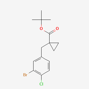 molecular formula C15H18BrClO2 B8653810 tert-Butyl 1-(3-bromo-4-chlorobenzyl)cyclopropanecarboxylate 