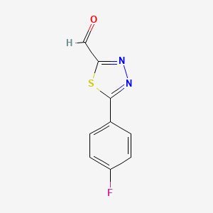 molecular formula C9H5FN2OS B8653872 5-(4-Fluorophenyl)-1,3,4-thiadiazole-2-carbaldehyde CAS No. 152940-52-8