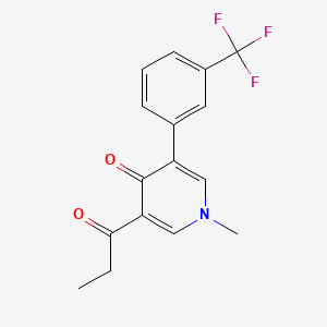 molecular formula C16H14F3NO2 B8653934 4(1H)-Pyridinone, 1-methyl-3-(1-oxopropyl)-5-(3-(trifluoromethyl)phenyl)- CAS No. 82129-63-3