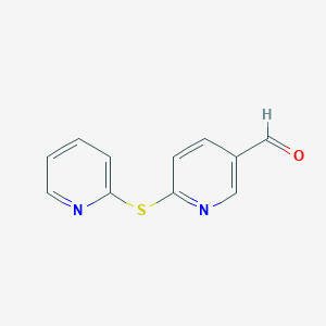 molecular formula C11H8N2OS B8654049 6-(Pyridin-2-ylsulfanyl)-pyridine-3-carbaldehyde 