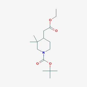 molecular formula C16H29NO4 B8654300 Tert-butyl 4-(2-ethoxy-2-oxoethyl)-3,3-dimethylpiperidine-1-carboxylate 