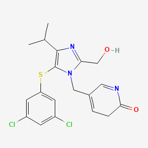 molecular formula C19H19Cl2N3O2S B8654574 2(1H)-Pyridinone, 5-((5-((3,5-dichlorophenyl)thio)-2-(hydroxymethyl)-4-(1-methylethyl)-1H-imidazol-1-yl)methyl)- CAS No. 178980-50-2